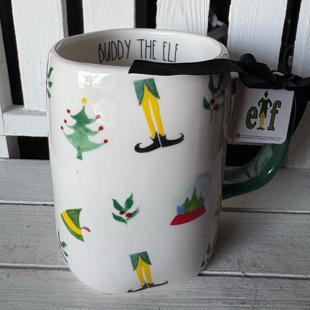 Rae Dunn ELF Mug with Green Accent